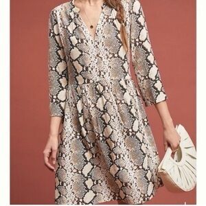 Anthropologie Maeve Snake Print Dress Size XSmall